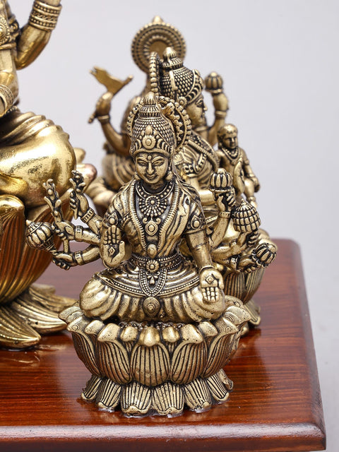 8" Superfine Brass Ashtalakshmi Statues on Wood Base