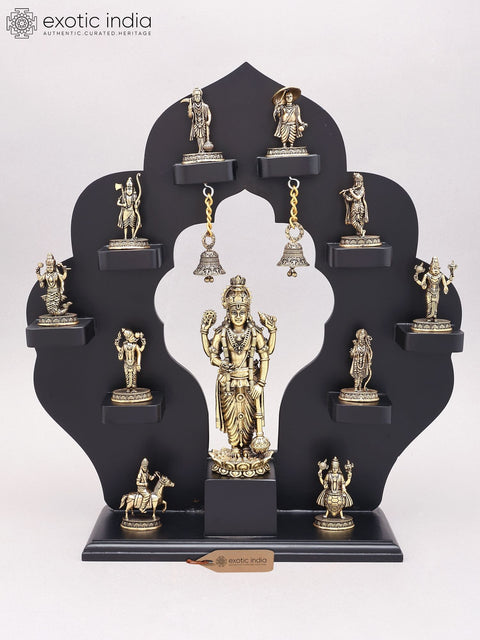 17" Superfine Dashavatara of Lord Vishnu with Designer Wood Frame