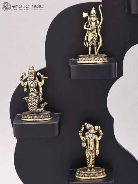 17" Superfine Dashavatara of Lord Vishnu with Designer Wood Frame