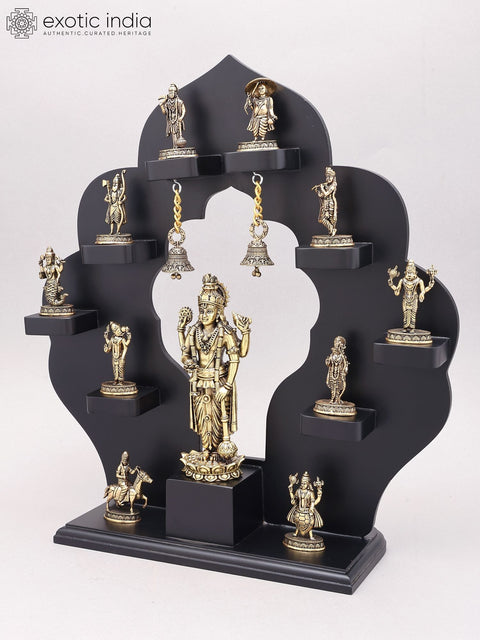17" Superfine Dashavatara of Lord Vishnu with Designer Wood Frame
