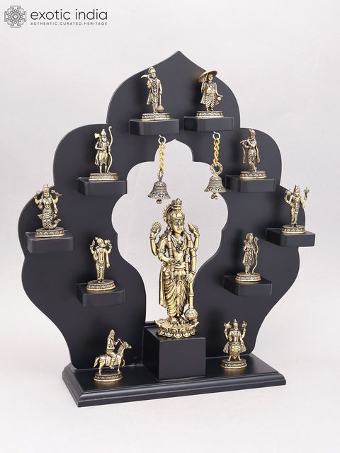 17" Superfine Dashavatara of Lord Vishnu with Designer Wood Frame