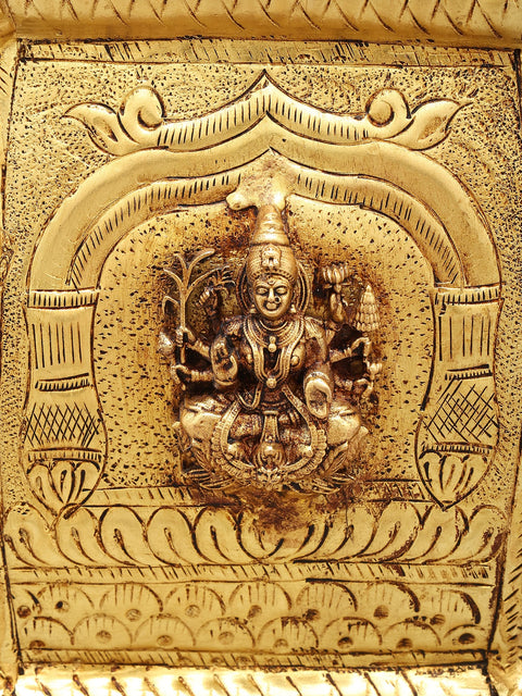 10" Ashtalakshmi Design Brass Planter | Home Decor