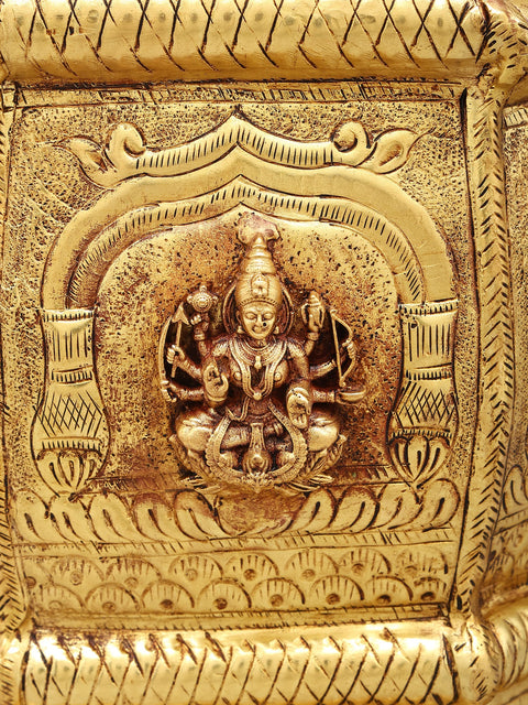 10" Ashtalakshmi Design Brass Planter | Home Decor