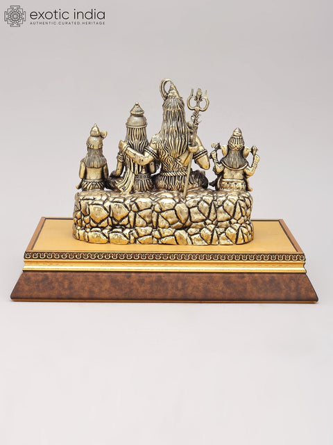 Superfine Shiva Family Statue With Wood Base