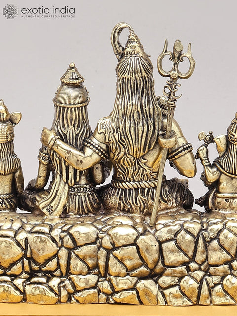 Superfine Shiva Family Statue With Wood Base