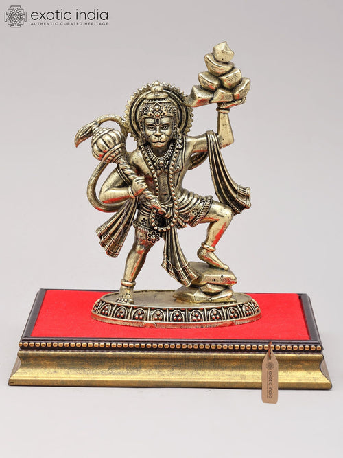 Superfine Brass Hanuman Statue with Wood Base