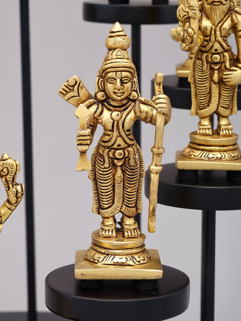15" Dashavatara Set in Brass on Designer Wood Base