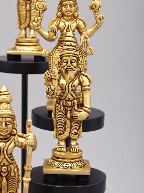 15" Dashavatara Set in Brass on Designer Wood Base