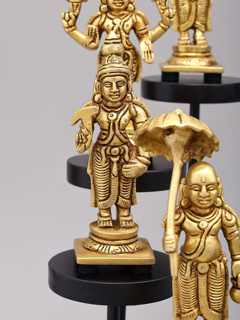 15" Dashavatara Set in Brass on Designer Wood Base