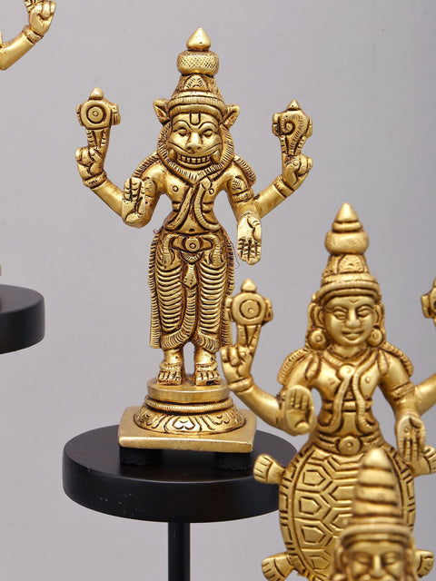15" Dashavatara Set in Brass on Designer Wood Base