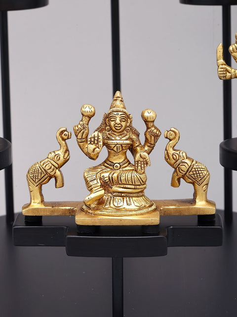 12" Ashtalakshmi Set in Brass with Designer Wood Base