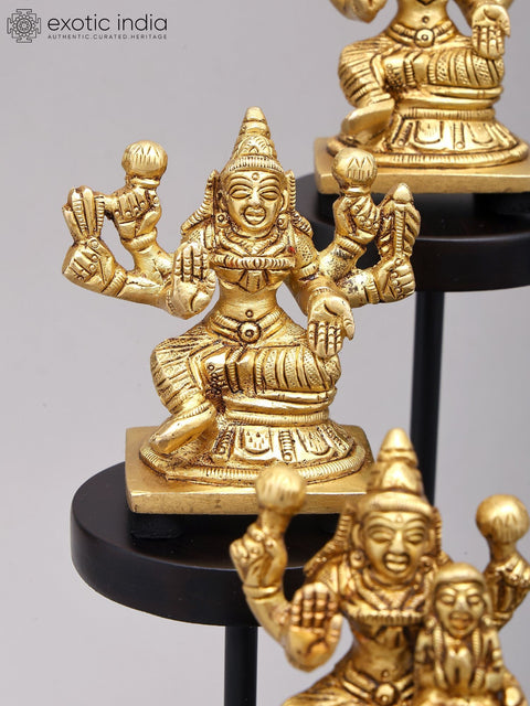 12" Ashtalakshmi Set in Brass with Designer Wood Base