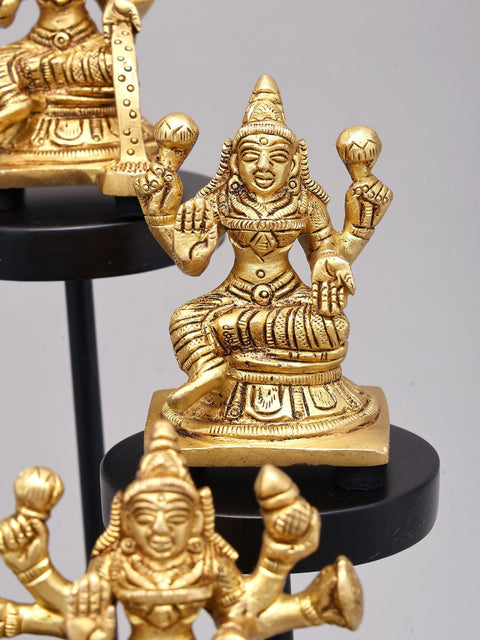 12" Ashtalakshmi Set in Brass with Designer Wood Base