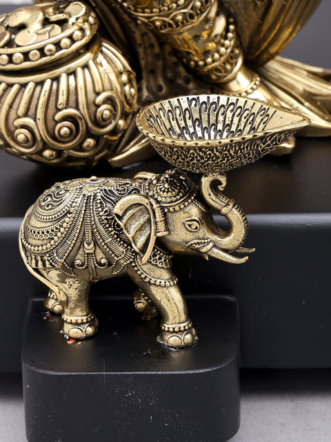 12" Superfine Lakshmi Ganesha Saraswati Brass Idols Seated on Wood Base