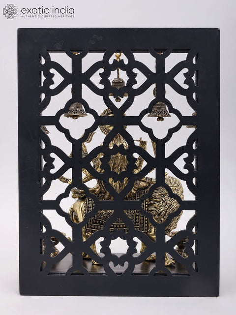 12" Superfine Goddess Durga (The Lion Goddess) | Brass Statue on Wood Base