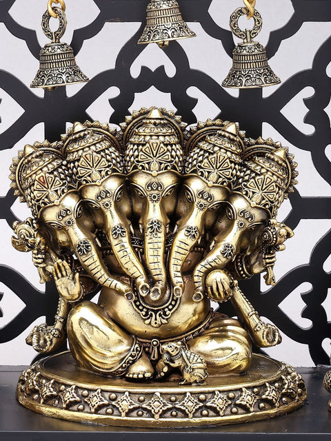 12" Panchamukhi Lord Ganesha with Designer Wood Frame