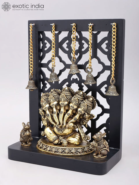 12" Panchamukhi Lord Ganesha with Designer Wood Frame