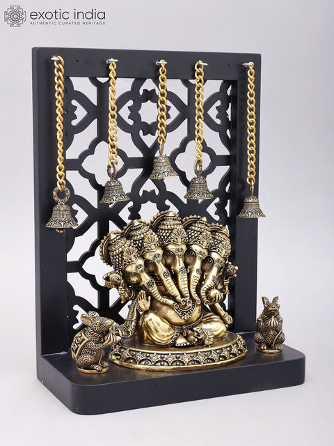 12" Panchamukhi Lord Ganesha with Designer Wood Frame