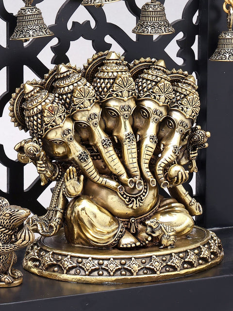 12" Panchamukhi Lord Ganesha with Designer Wood Frame