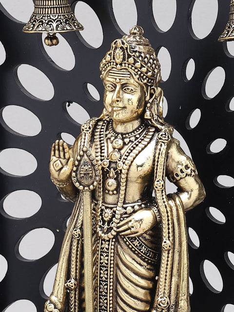 12" Superfine Standing Lord Murugan (Karttikeya) with Designer Wood Frame