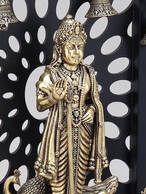 12" Superfine Standing Lord Murugan (Karttikeya) with Designer Wood Frame
