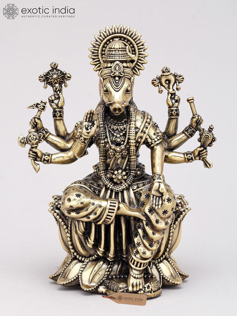 Small Sized Brass Superfine Statue Of Goddess Varahi
