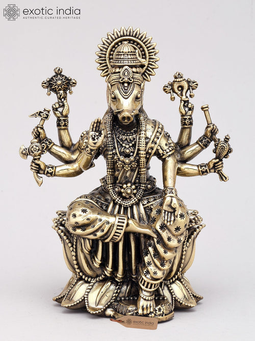 Small Brass Varahi Goddess Statue for Home Decor