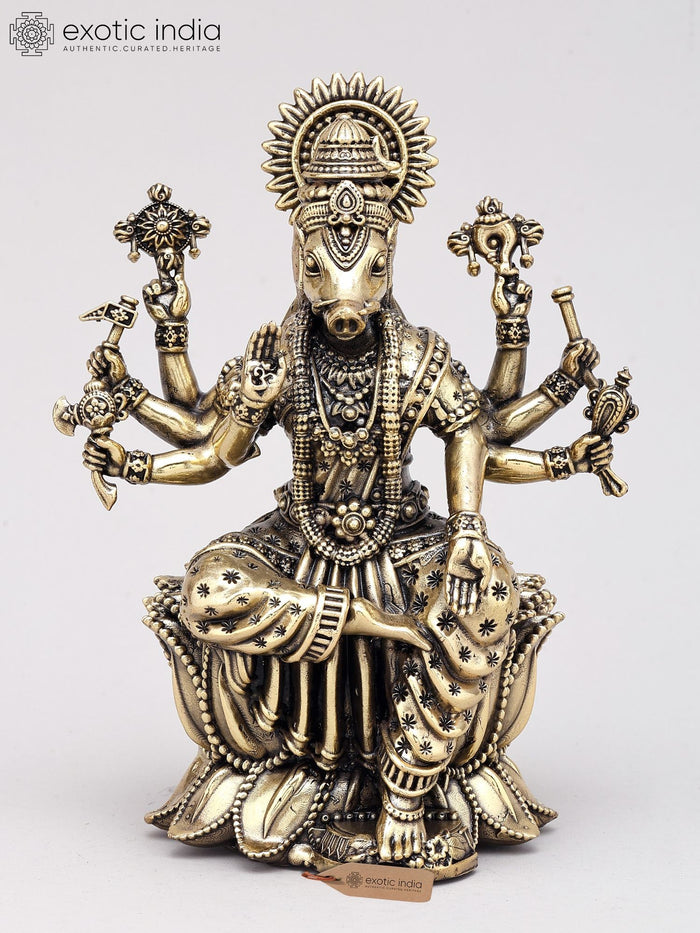 Small Sized Brass Superfine Statue Of Goddess Varahi