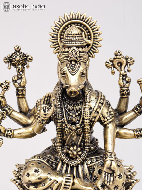 Small Sized Brass Superfine Statue Of Goddess Varahi