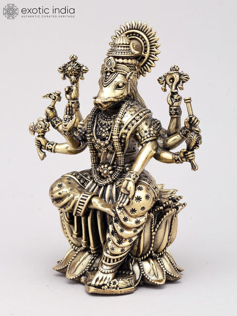 Small Sized Brass Superfine Statue Of Goddess Varahi