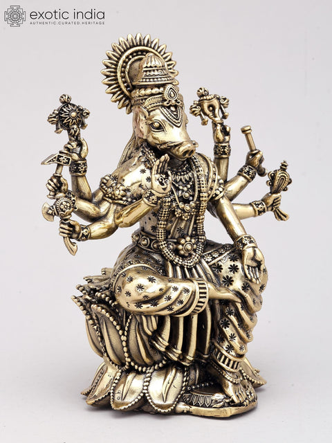 Small Sized Brass Superfine Statue Of Goddess Varahi