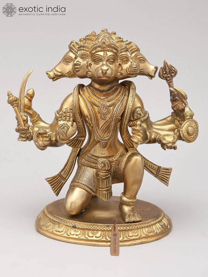 Panchamukhi Hanuman Brass Statue for Pooja