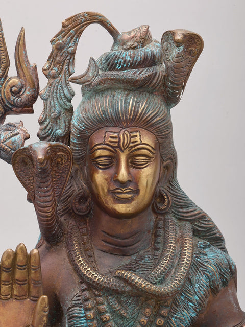 15" Blessing Lord Shiva | Brass Statue