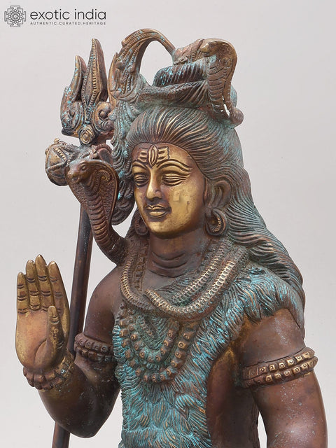 15" Blessing Lord Shiva | Brass Statue