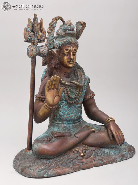 15" Blessing Lord Shiva | Brass Statue