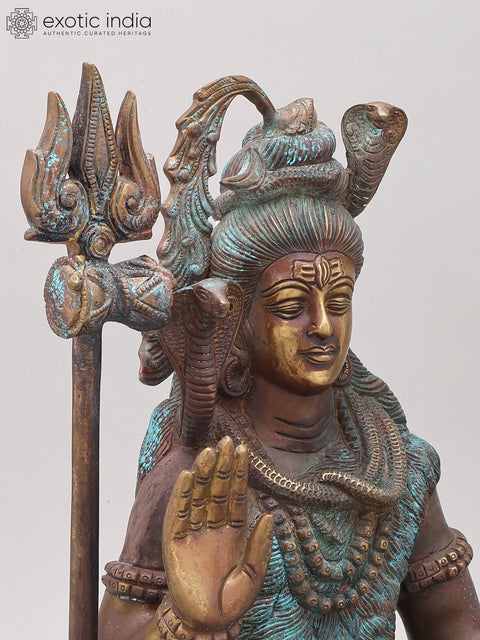 15" Blessing Lord Shiva | Brass Statue