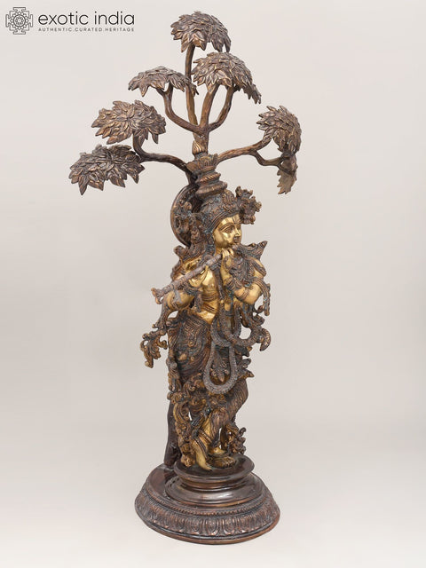 Fluting Krishna Under Flowering Tree