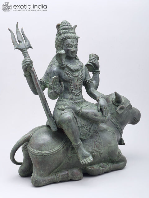 15" Brass Lord Shiva Seated on Nandi