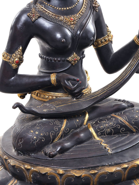 Goddess Saraswati Playing Her Lute