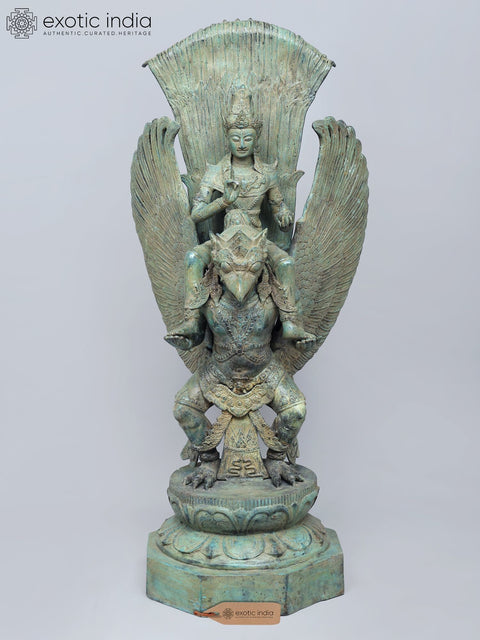 40" Vishnu On Garuda In Brass