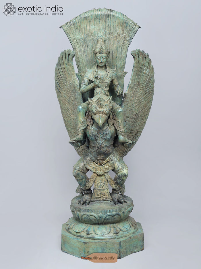 40" Vishnu On Garuda Brass Statue Handmade