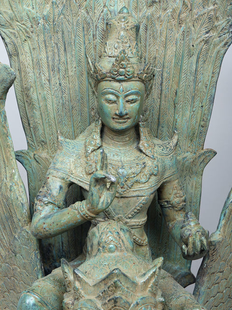 40" Vishnu On Garuda In Brass