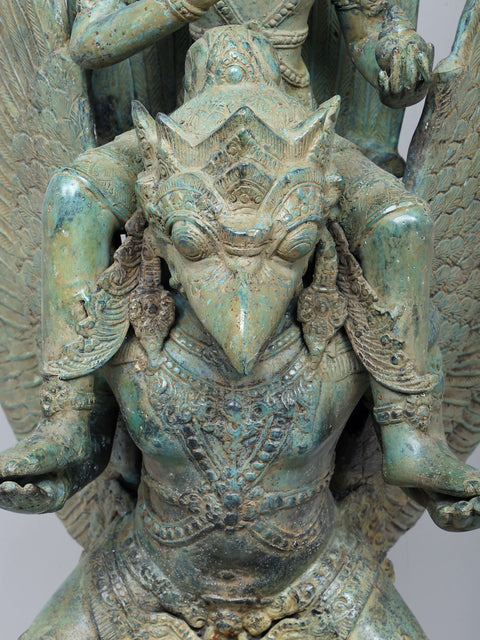 40" Vishnu On Garuda In Brass