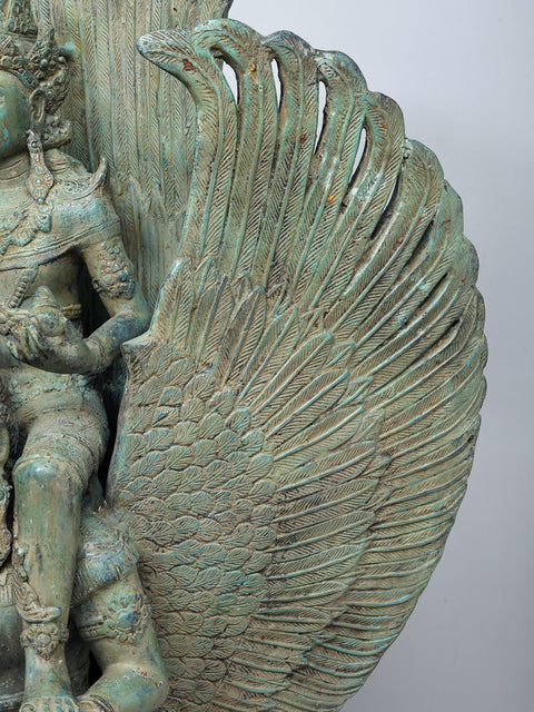 40" Vishnu On Garuda In Brass