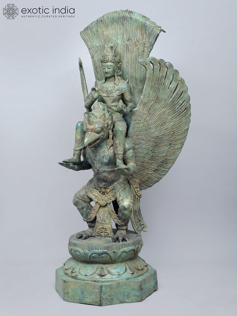 40" Vishnu On Garuda In Brass