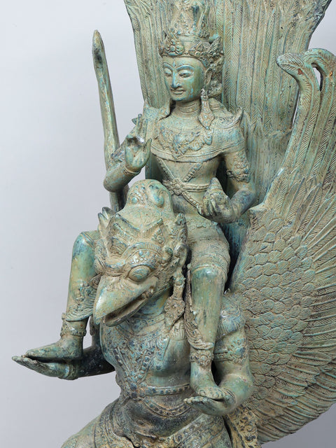 40" Vishnu On Garuda In Brass