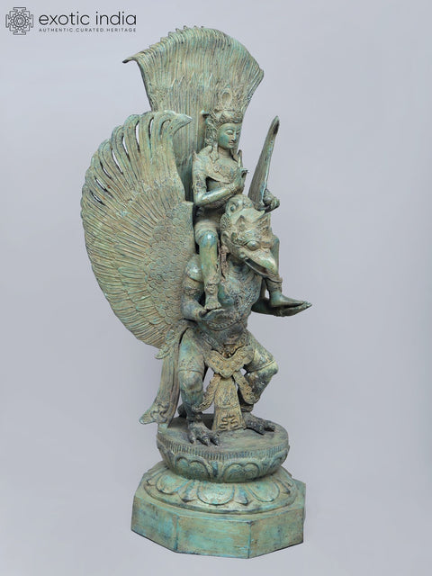 40" Vishnu On Garuda In Brass
