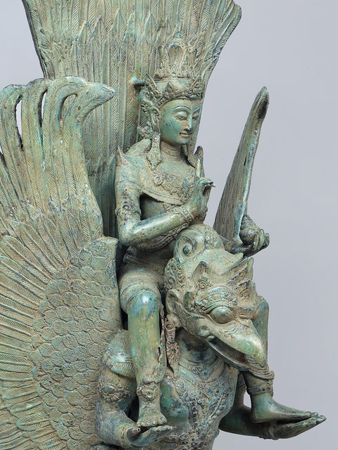 40" Vishnu On Garuda In Brass