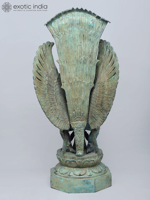 40" Vishnu On Garuda In Brass