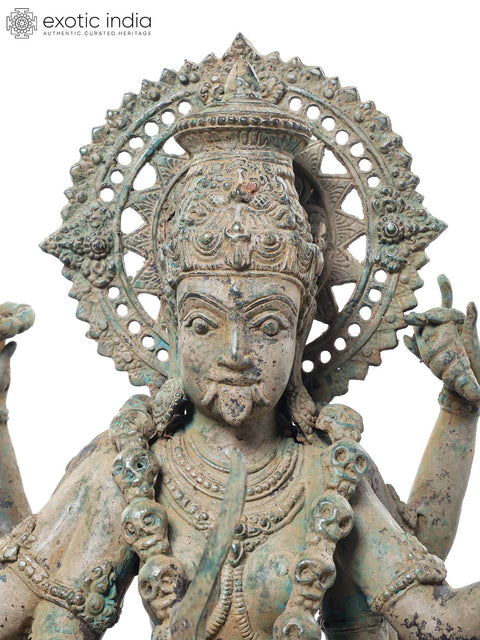 24" Dancing Mahakali in Fierce Tandava Brass Statue